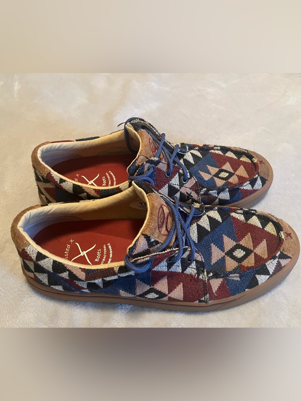 Twisted X Men's Tribal Geometric Canvas Size 10M - Blue/Burgundy/Tan